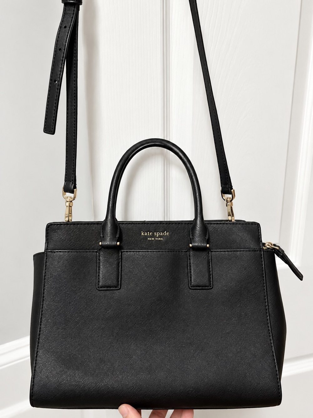 kate spade Black Saffiano Satchel with Detachable Strap
